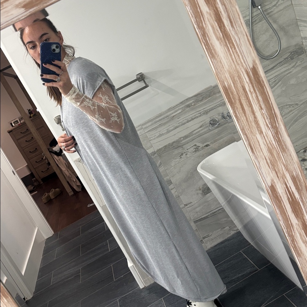 Gray Button-Down Maxi Dress - image 6